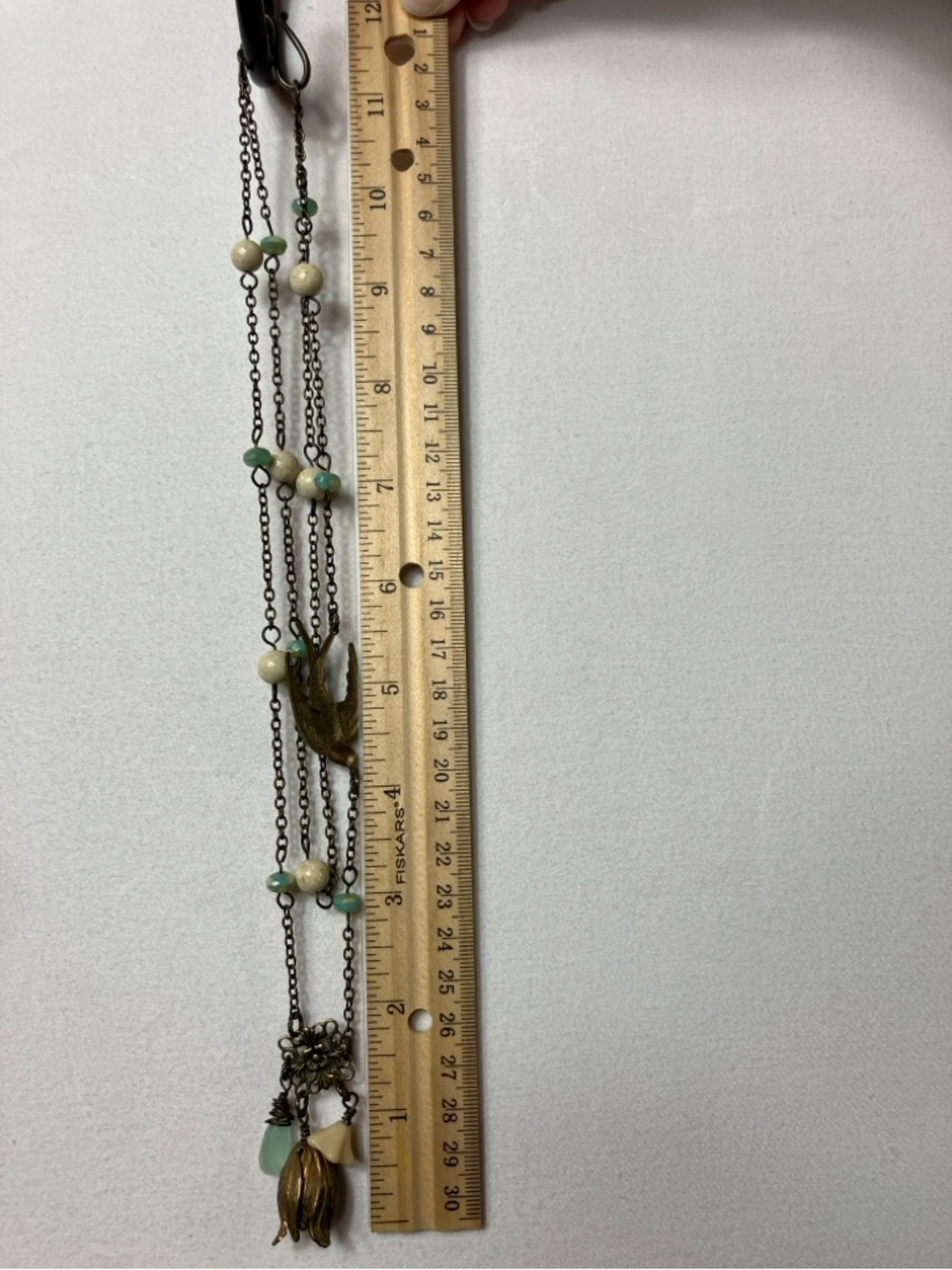 Unique Retro Floral Pendant Necklace w/Turquoise Beads and Bird detail - Picture 12 of 16